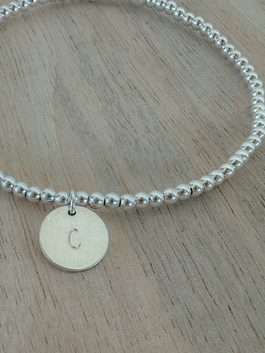 Silver Letter Disc Bracelet