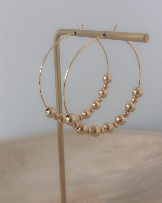 Gold Beaded Hoops