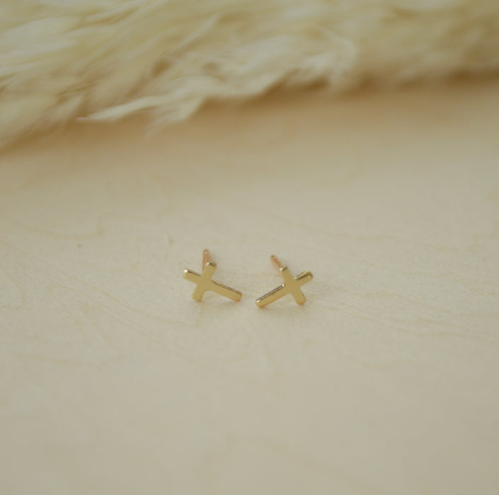 Gold Cross Stud