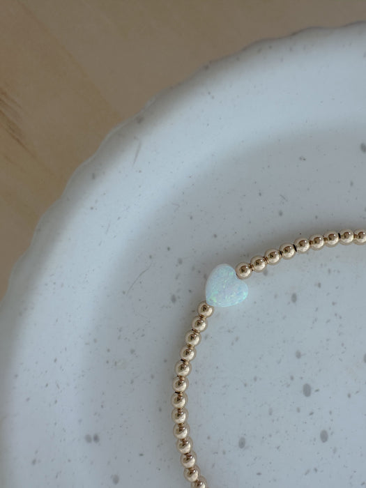 Tiny Opal Heart Bracelet