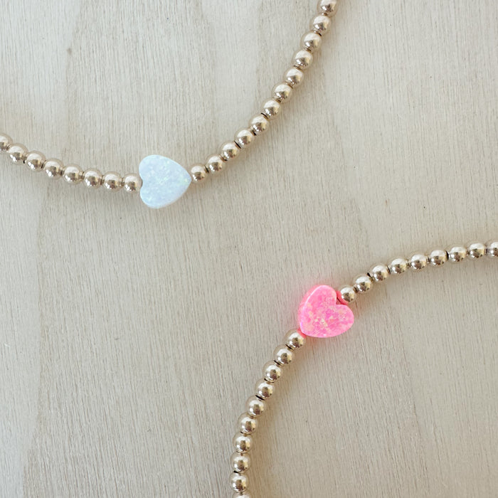 Tiny Opal Heart Bracelet