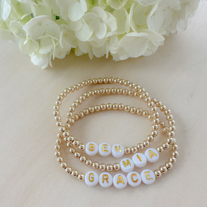 Name Bracelet - White + Gold