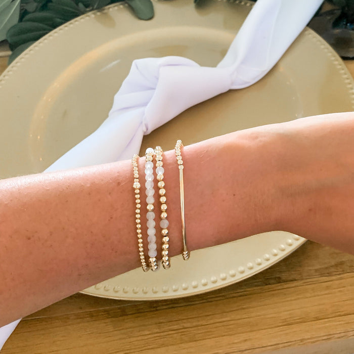 One of our most-loved originals, the Moonstone Bracelet Stack combines luminous moonstone with gold-filled beads for a classic, versatile bracelet set.