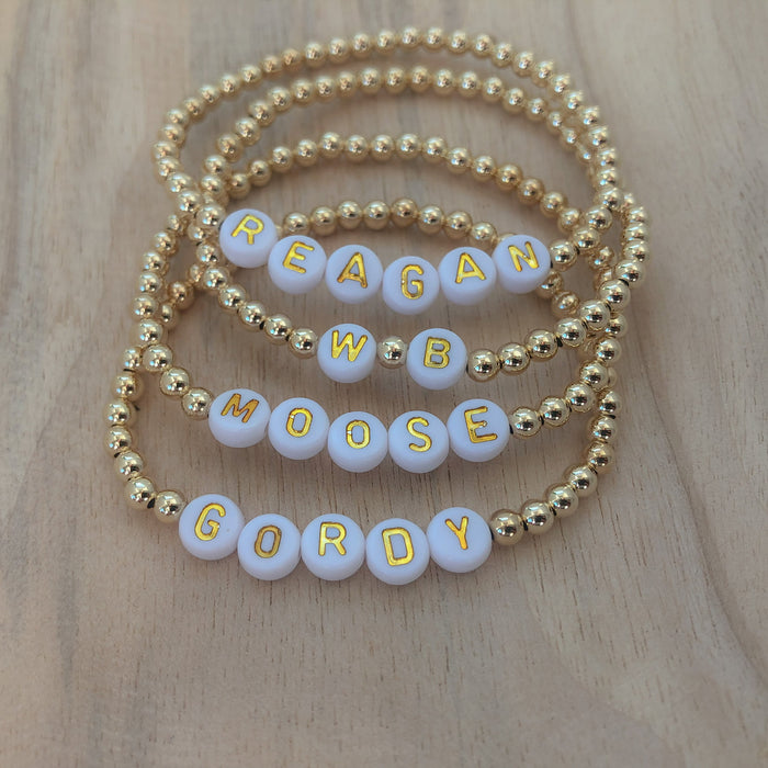 Name Bracelet - White + Gold