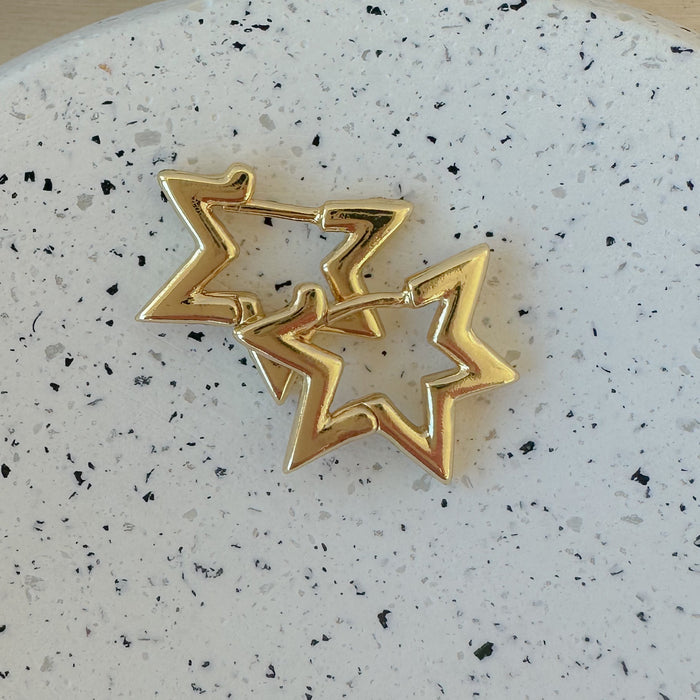 Gold Starburst Hoops