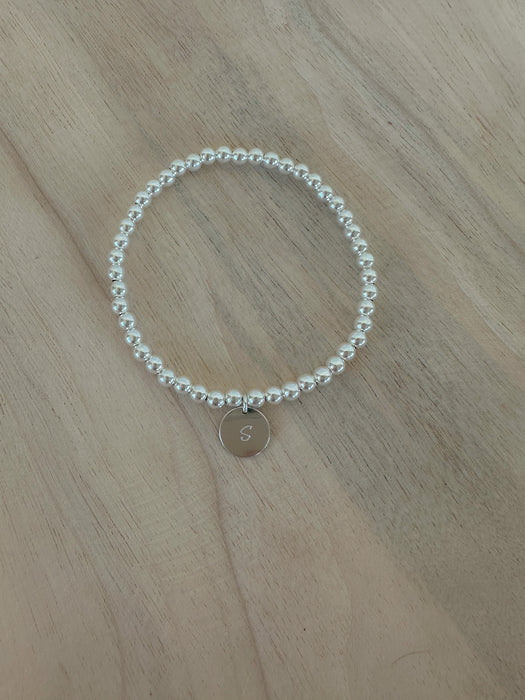 Silver Letter Disc Bracelet