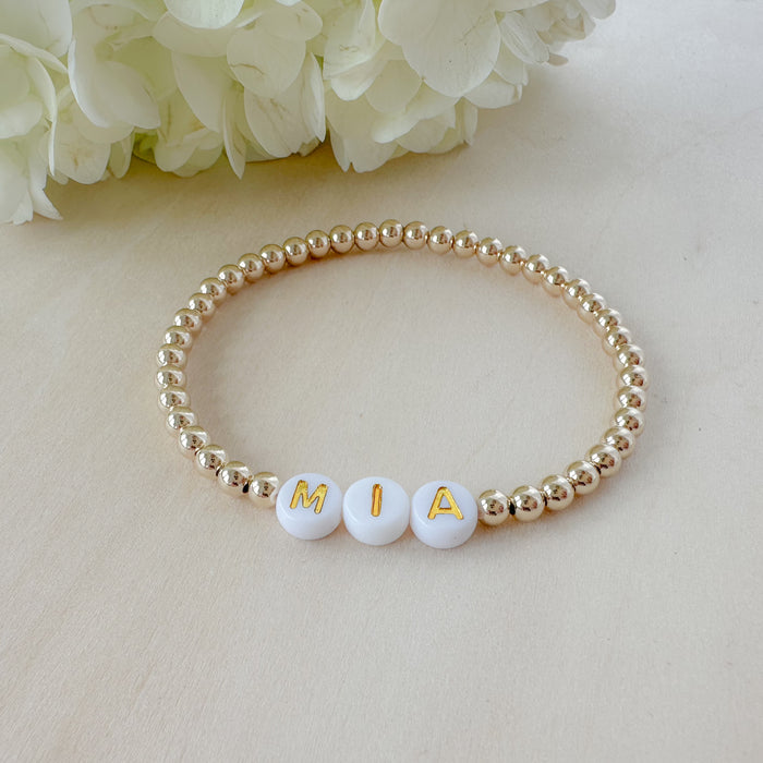 Name Bracelet - White + Gold