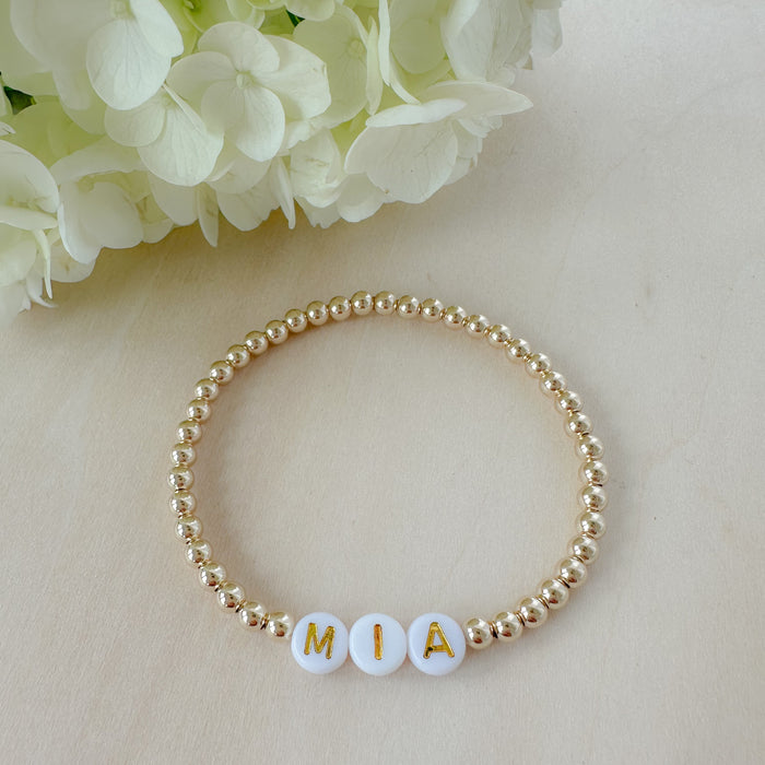 Name Bracelet - White + Gold