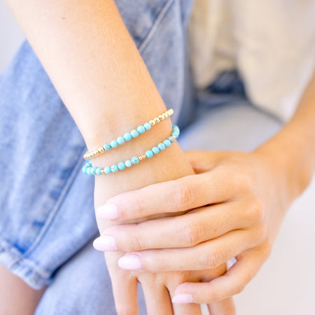 turuoise beaded bracelet stack of two 