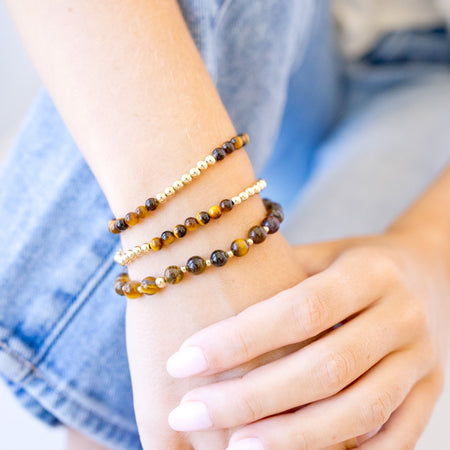 tigers eye stack of three bracelets 