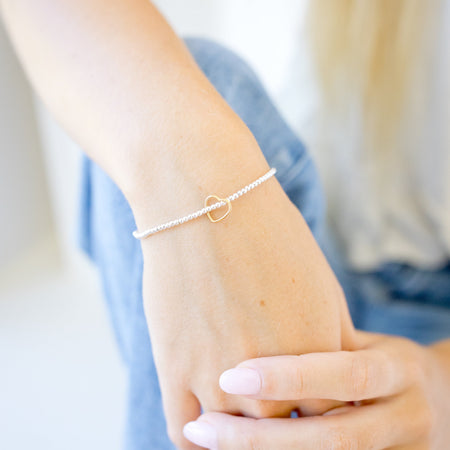 dainty open heart beaded bracelet gold and silver 