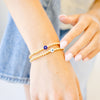gold beaded blue and white glass evil eye bracelet - gold beaded 