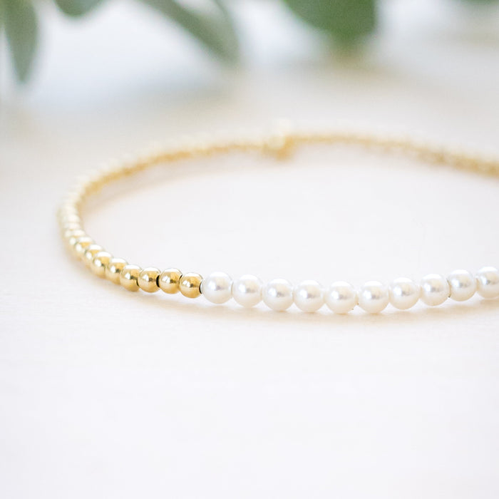 tiny crystal pearl beaded bracelet 