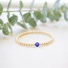 gold beaded blue and white glass evil eye bracelet - gold beaded 