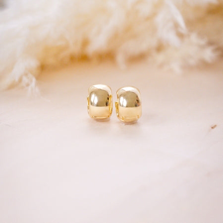 shiny gold fat huggies on wood background