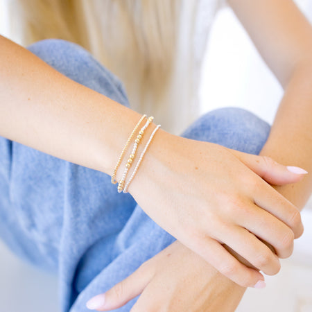 silver and gold beaded bracelet mixed metal 