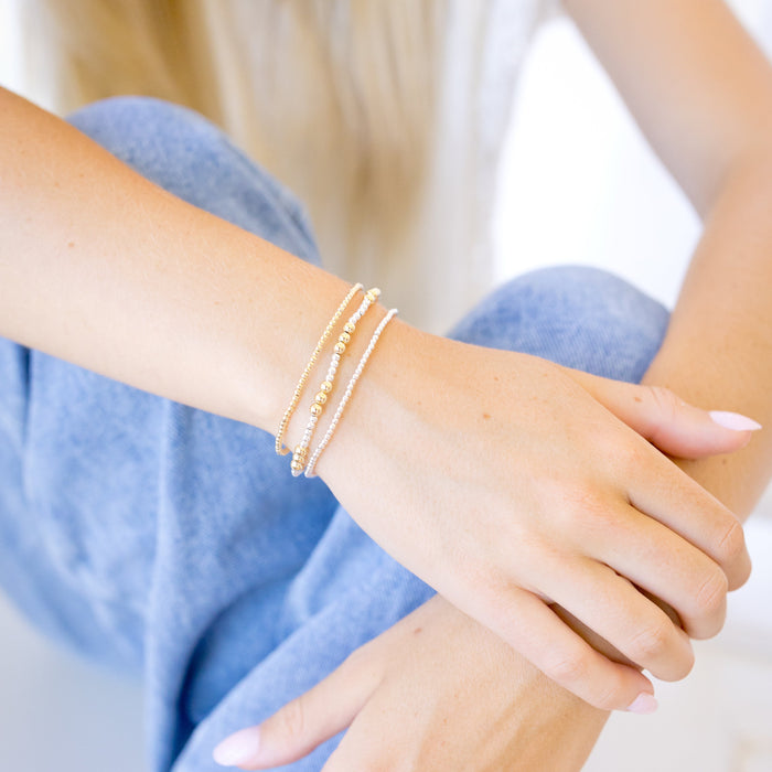silver and gold beaded bracelet mixed metal 