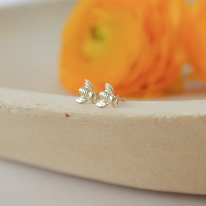 tiny gold bee studs 