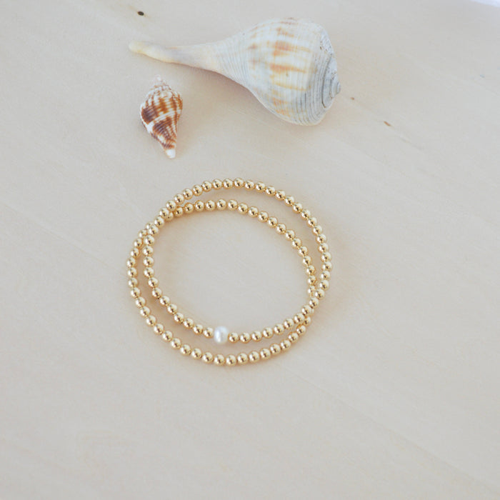 goldbeaded bracelet stack one with freshwater pearl