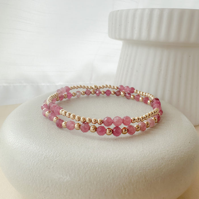 Gemma Bracelet Stack - Pink Tourmaline