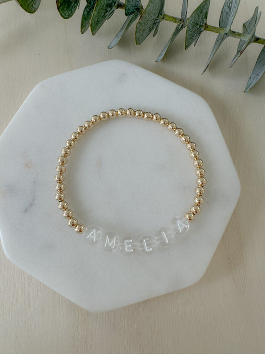 Custom Name Bracelet - Clear + White