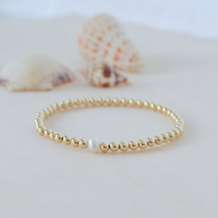 single pearl bracelet gold beads 