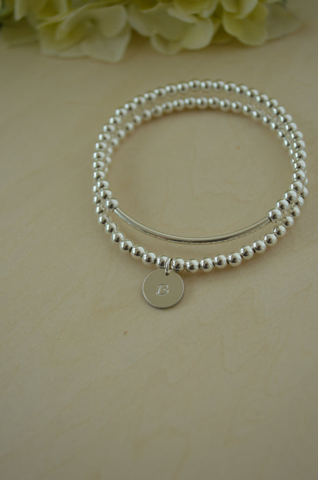 Silver Letter Disc Bracelet