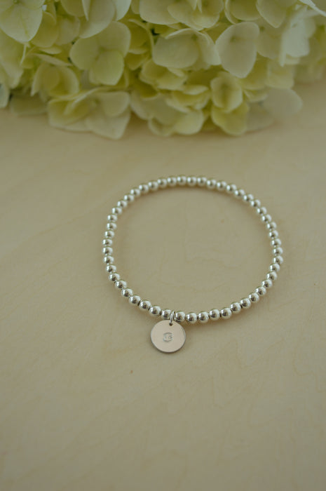 Silver Letter Disc Bracelet