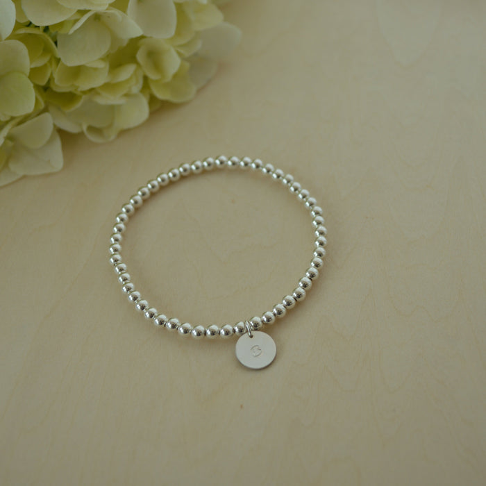 Silver Letter Disc Bracelet