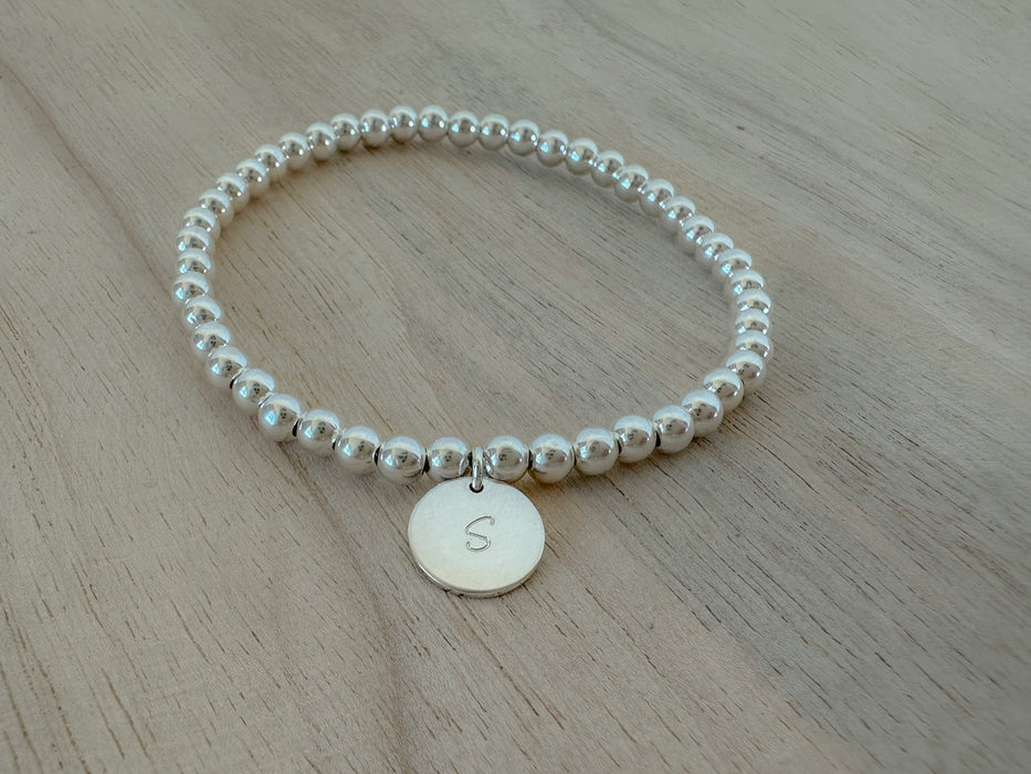 Silver Letter Disc Bracelet