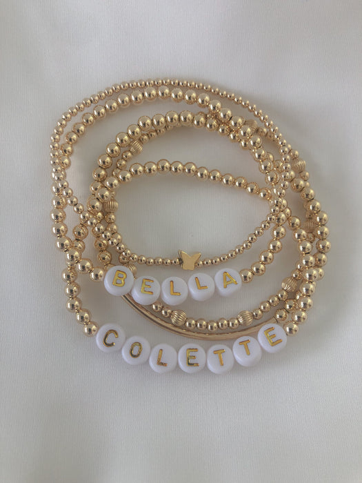 Name Bracelet - White + Gold