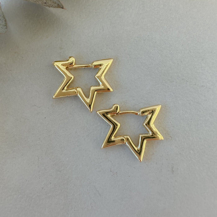 Gold Starburst Hoops