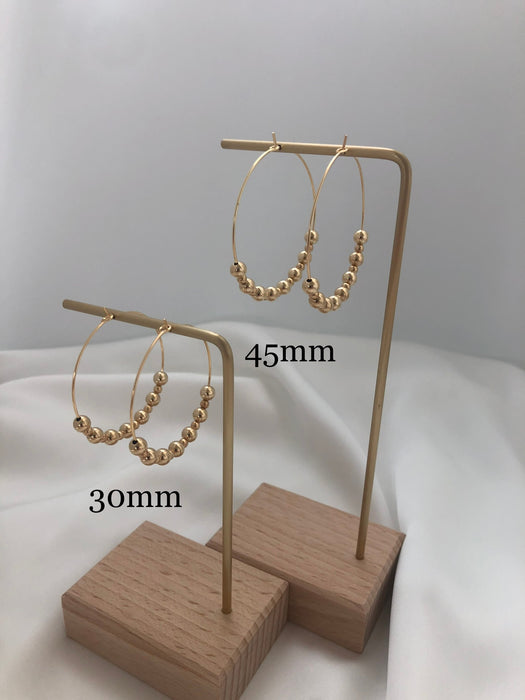 Gold Beaded Hoops