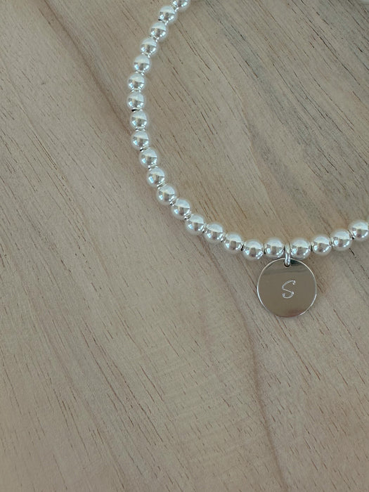 Silver Letter Disc Bracelet