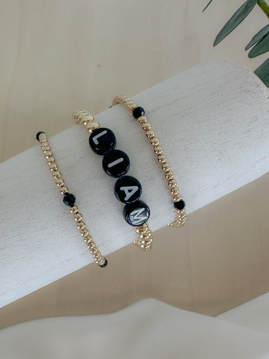 Black Name Bracelet Stack