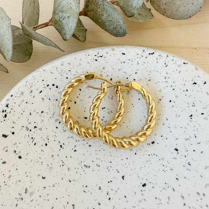 Golden Twist Hoops