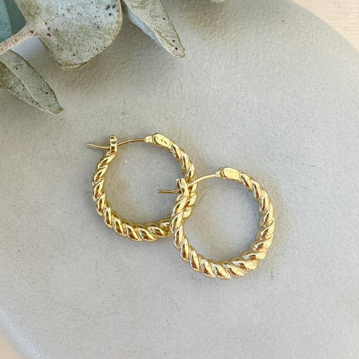 Golden Twist Hoops